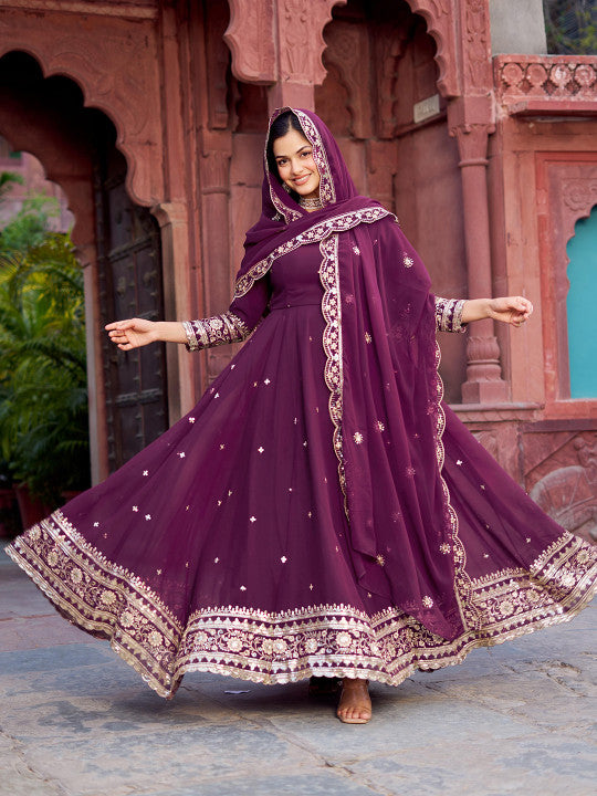 all about you Women Ethnic Motifs Embroidered Anarkali Kurta with Trousers & Dupatta