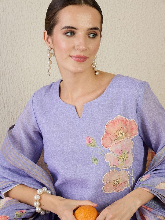 Indo Era Women Floral Printed Kurta with Trousers & Dupatta