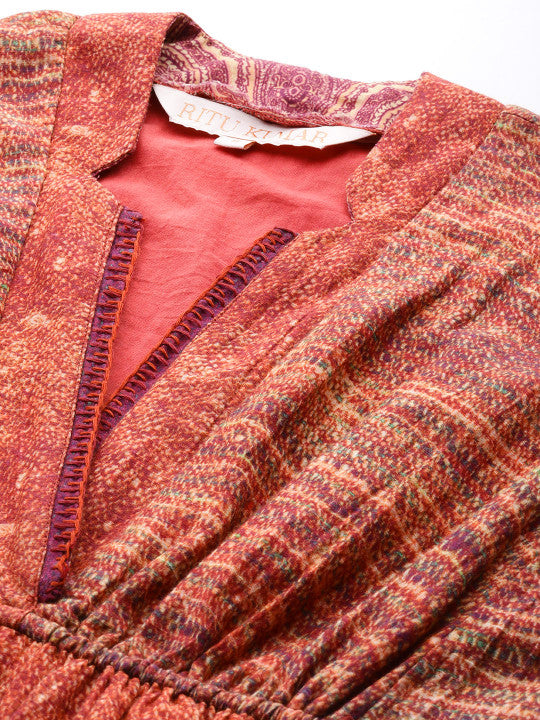 Printed A-Line Midi Dress