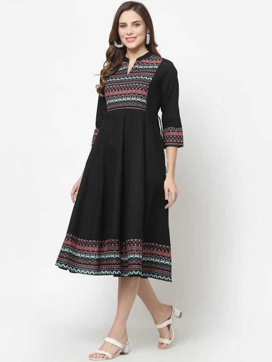 Avipsa Geometric Printed A-line Pure Cotton Ethnic Dress