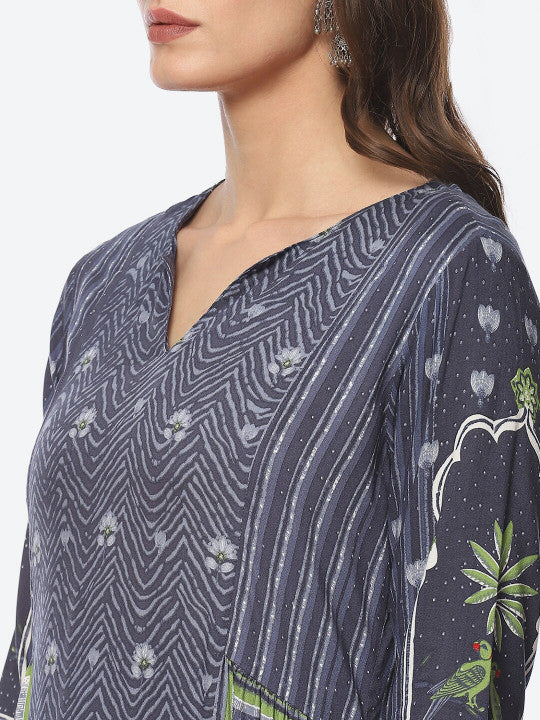 Biba Women Floral Printed Kurta With Palazzos & Dupatta