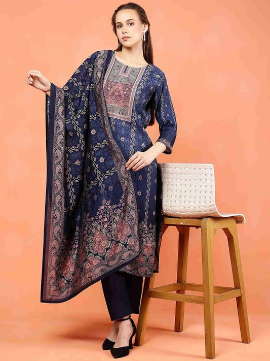 ETRAANA Ethnic Motifs Printed Round Neck Straight Kurta