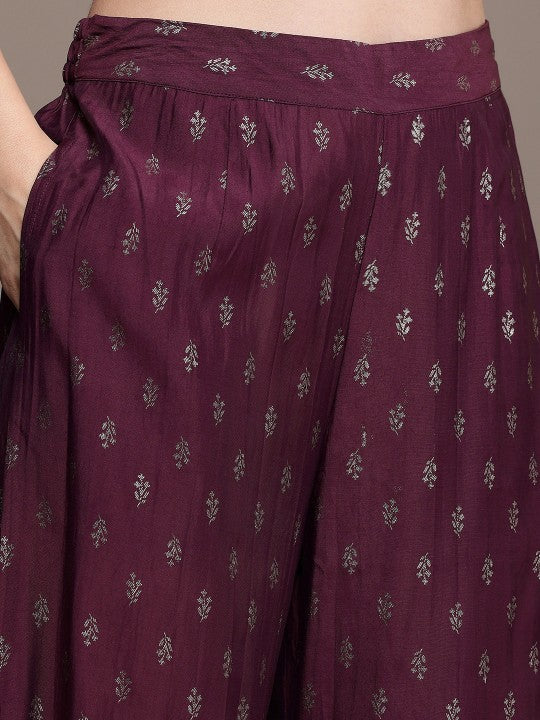 House of Pataudi Jashn Yoke Design Sequinned Zari Work Kurti With Sharara & Dupatta