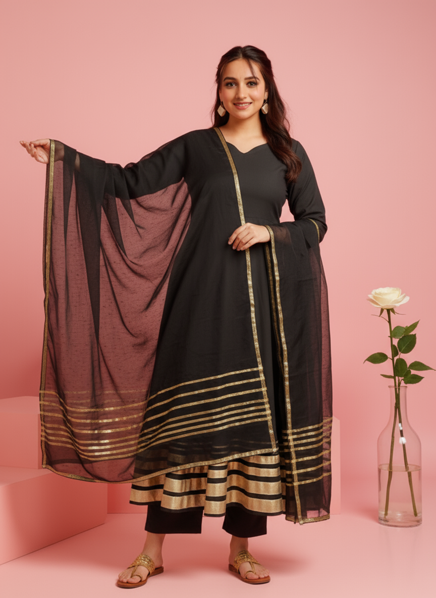 Viscose Solid Anarkali Green Kurta
