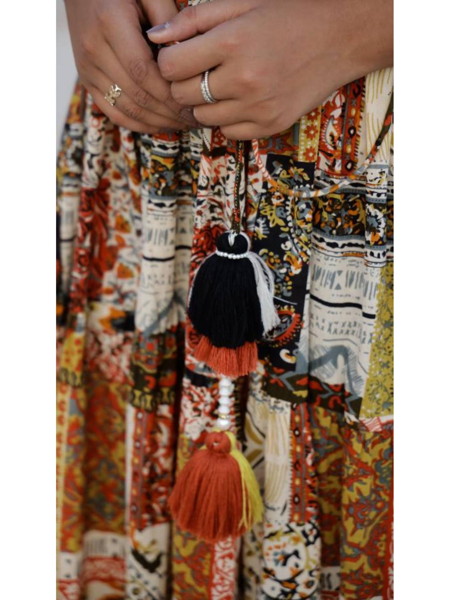 Women Printed Cotton Long Maxi Dress - Brown