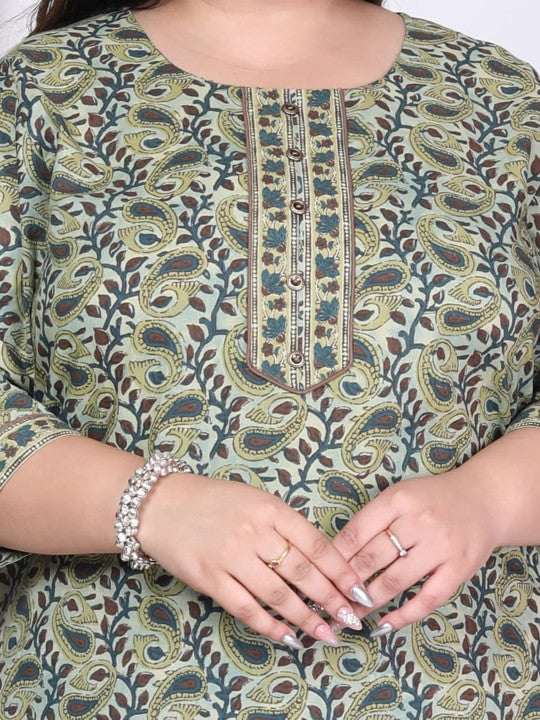 Swasti Floral Printed Sequinned Pure Cotton Kurta with Trousers & Dupatta