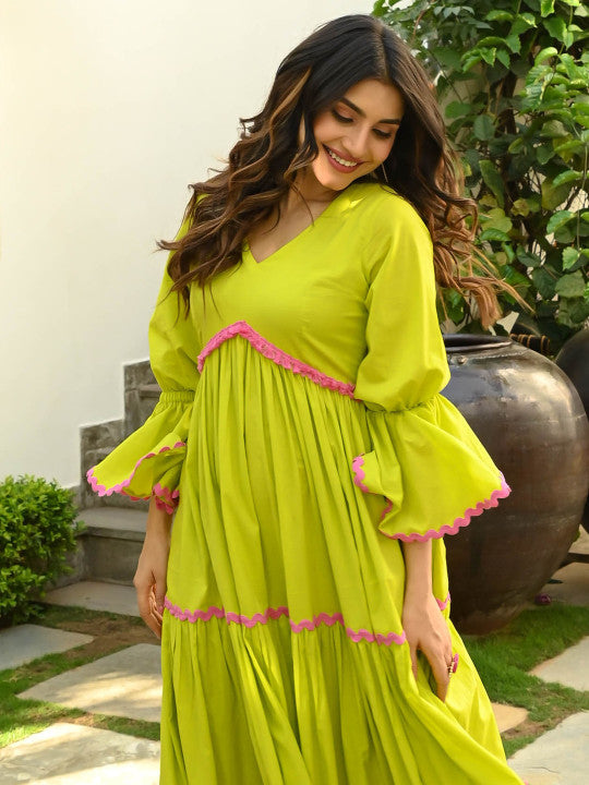 Bunaai Cotton Fit & Flared Ethnic Dress