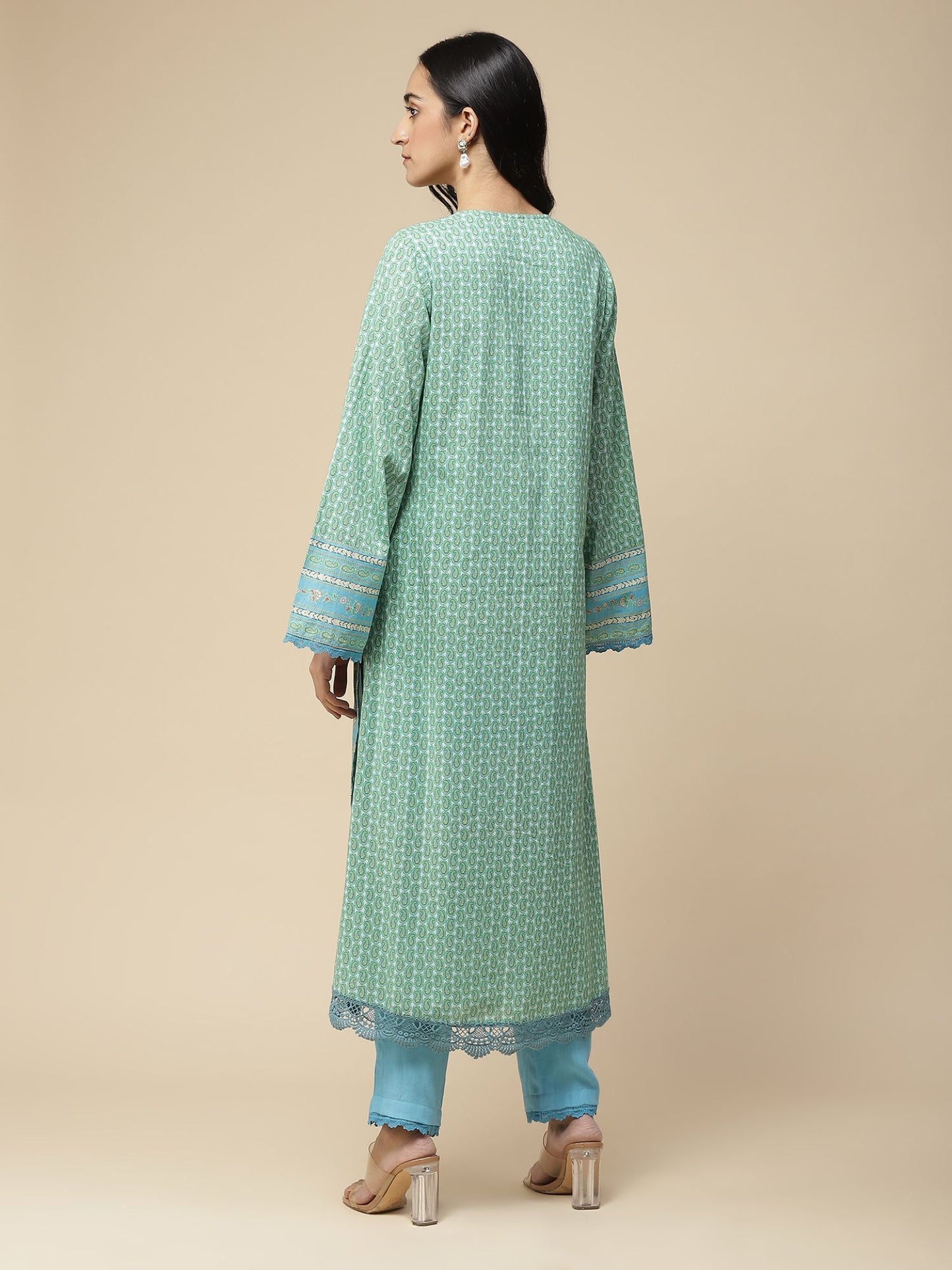 Blue Printed Kurta with Pant &amp; Dupatta (Set of 3)