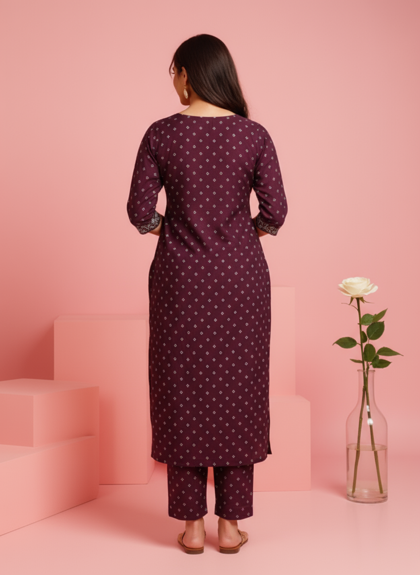 Embroidered Roman silk Bandhani Anarkali Purple Kurta