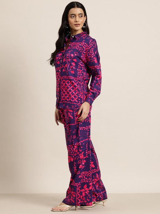 HERE&NOW Printed Shirt With Trousers Co-Ord Set
