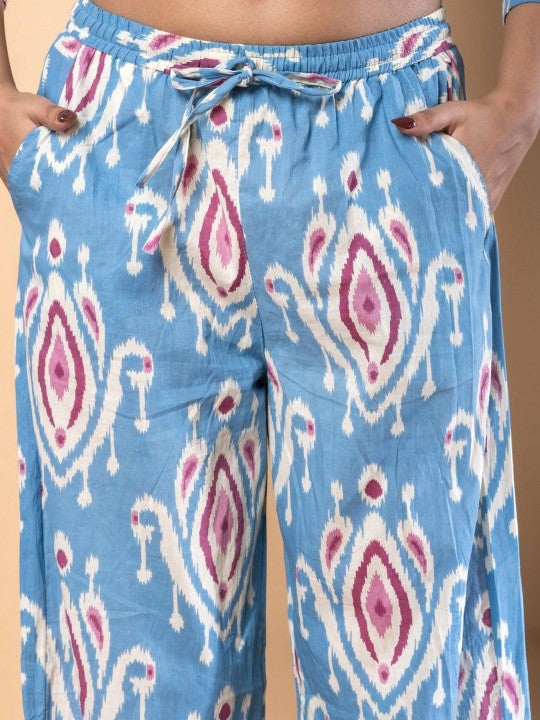 Printed Pure Cotton Tunic & Palazzo Co-Ord Set