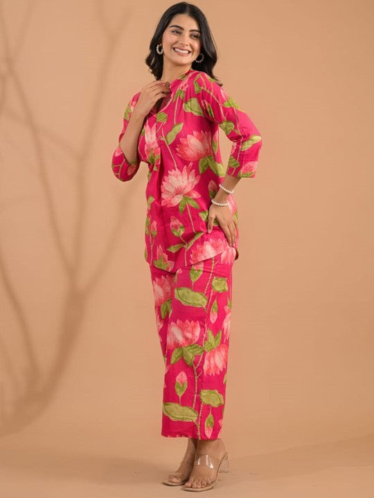 Printed Cotton Tunic With Palazzo Co-Ords