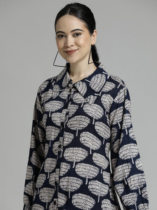 Jaipur Kurti Ethnic Printed Blue Co-ord Set