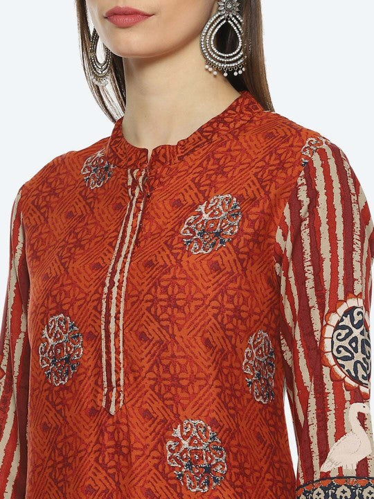 Biba Women Ethnic Motifs Printed Kurta with Palazzos & With Dupatta