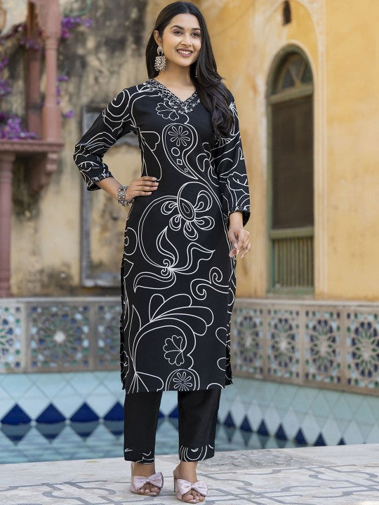 INDYES Women Ethnic Motifs Printed Kurta with Trousers & Dupatta