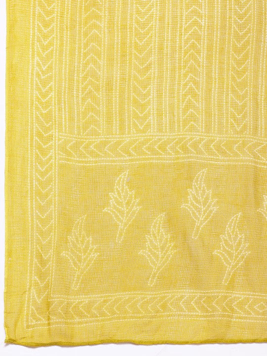 Floral Printed Thread Work Pure Cotton Kurta