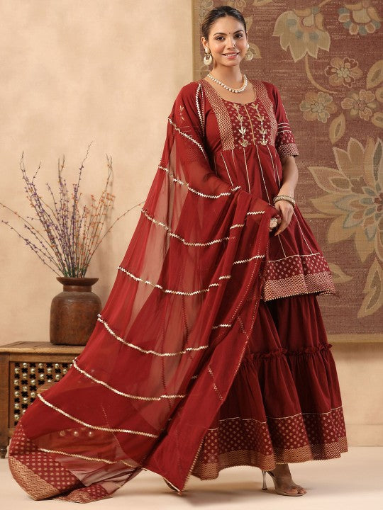 GILLORI Ethnic Motifs Embroidered Empire Gotta Patti Kurti