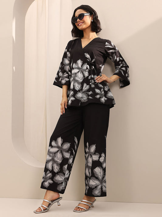 Black Floral Tunic and Palazzo (Set of 2)