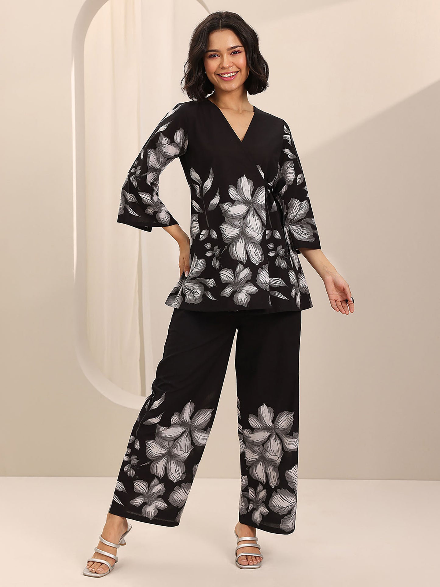 Black Floral Tunic and Palazzo (Set of 2)