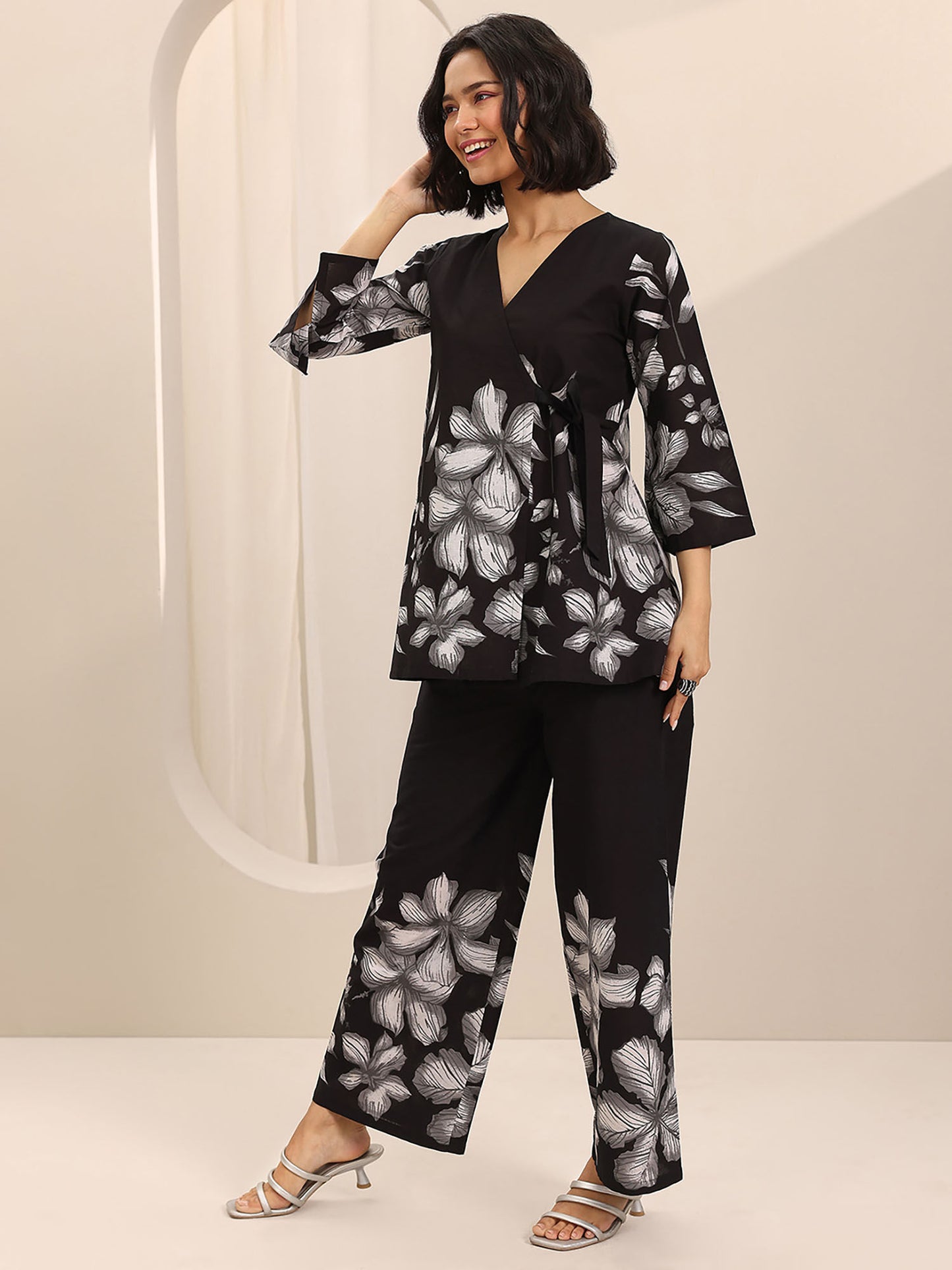 Black Floral Tunic and Palazzo (Set of 2)