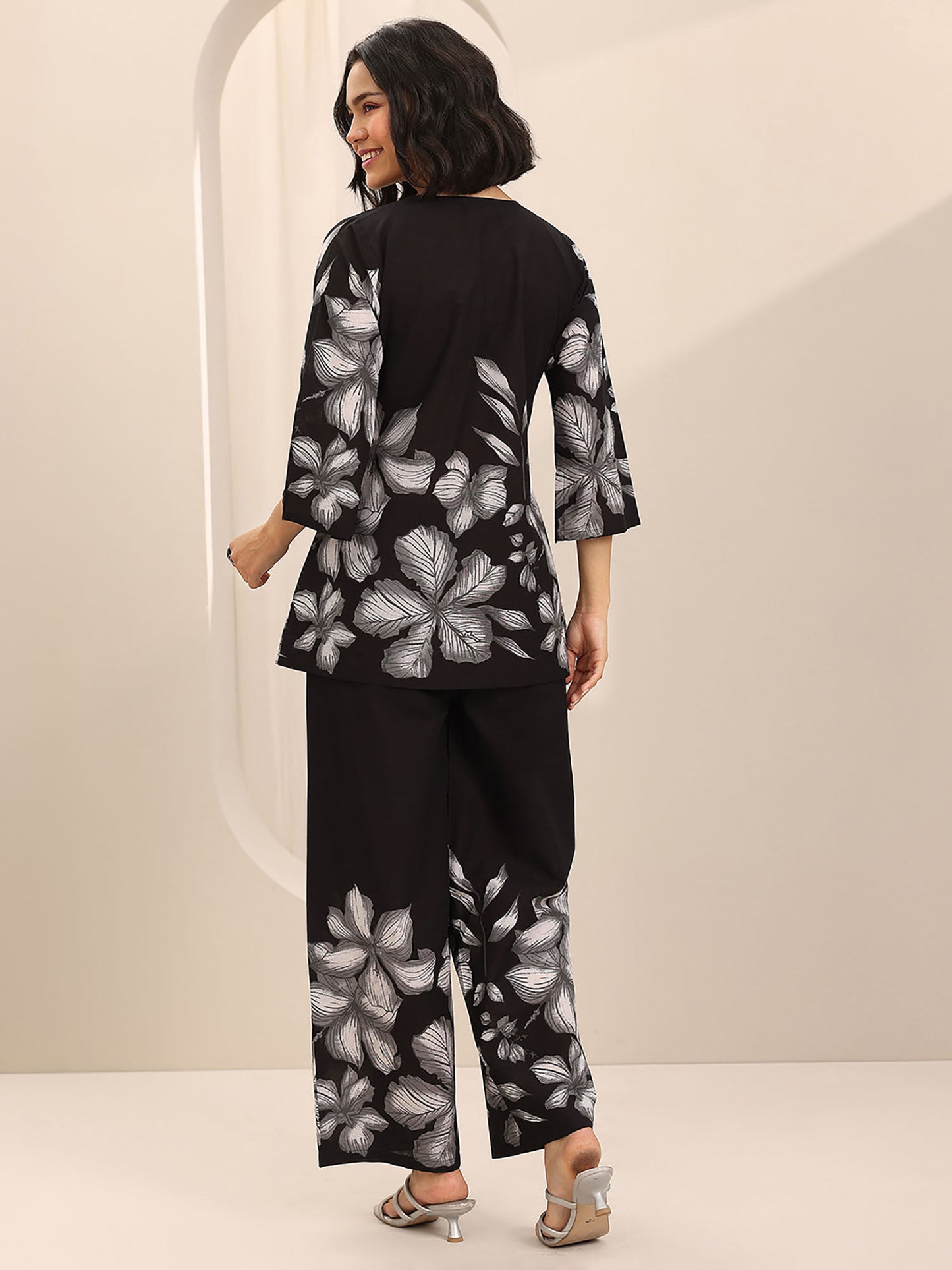 Black Floral Tunic and Palazzo (Set of 2)