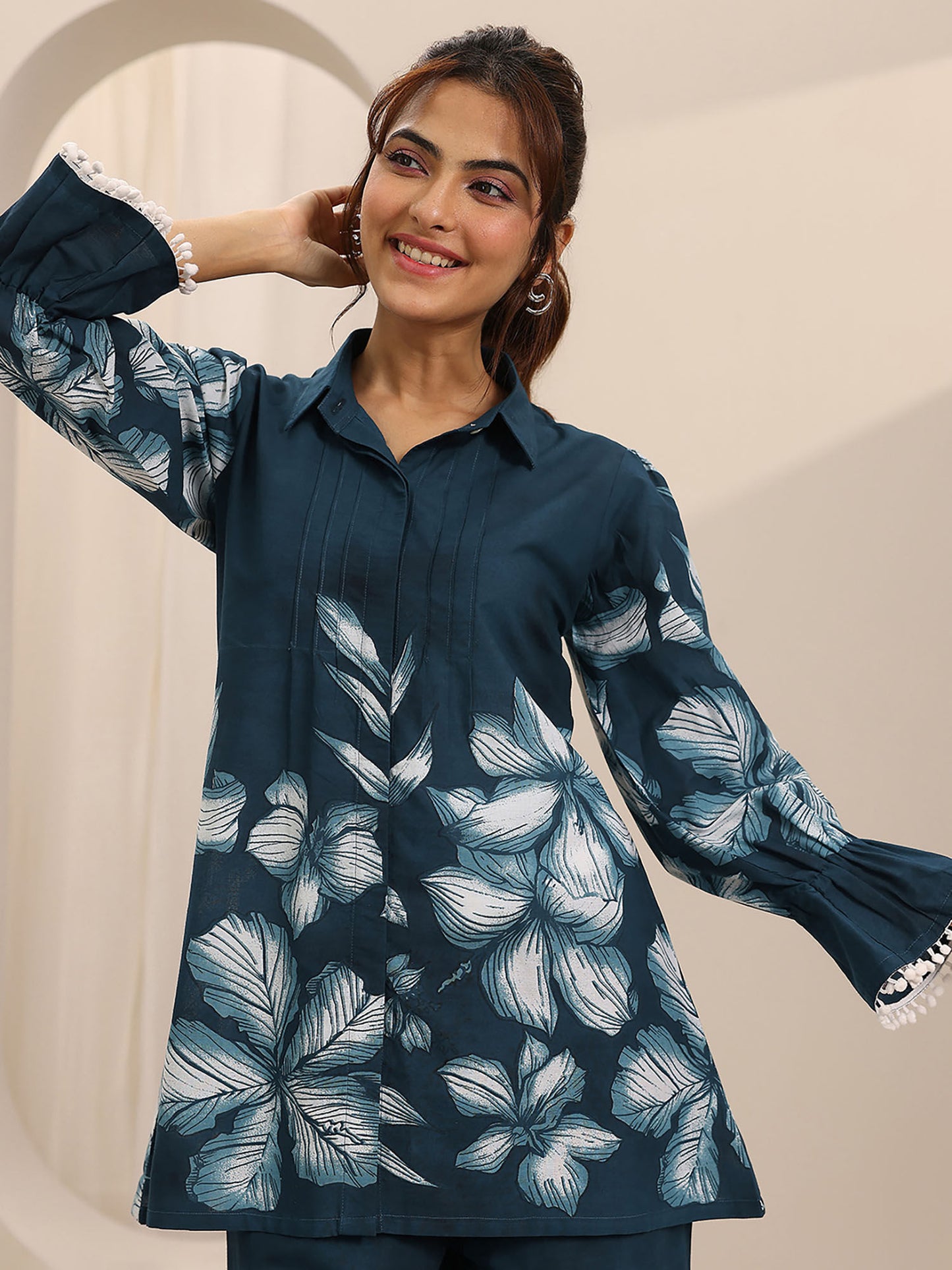 Blue Floral Shirt and Palazzo (Set of 2)