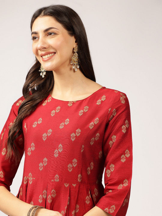 Anouk Ethnic Motifs Print A-Line Midi Dress