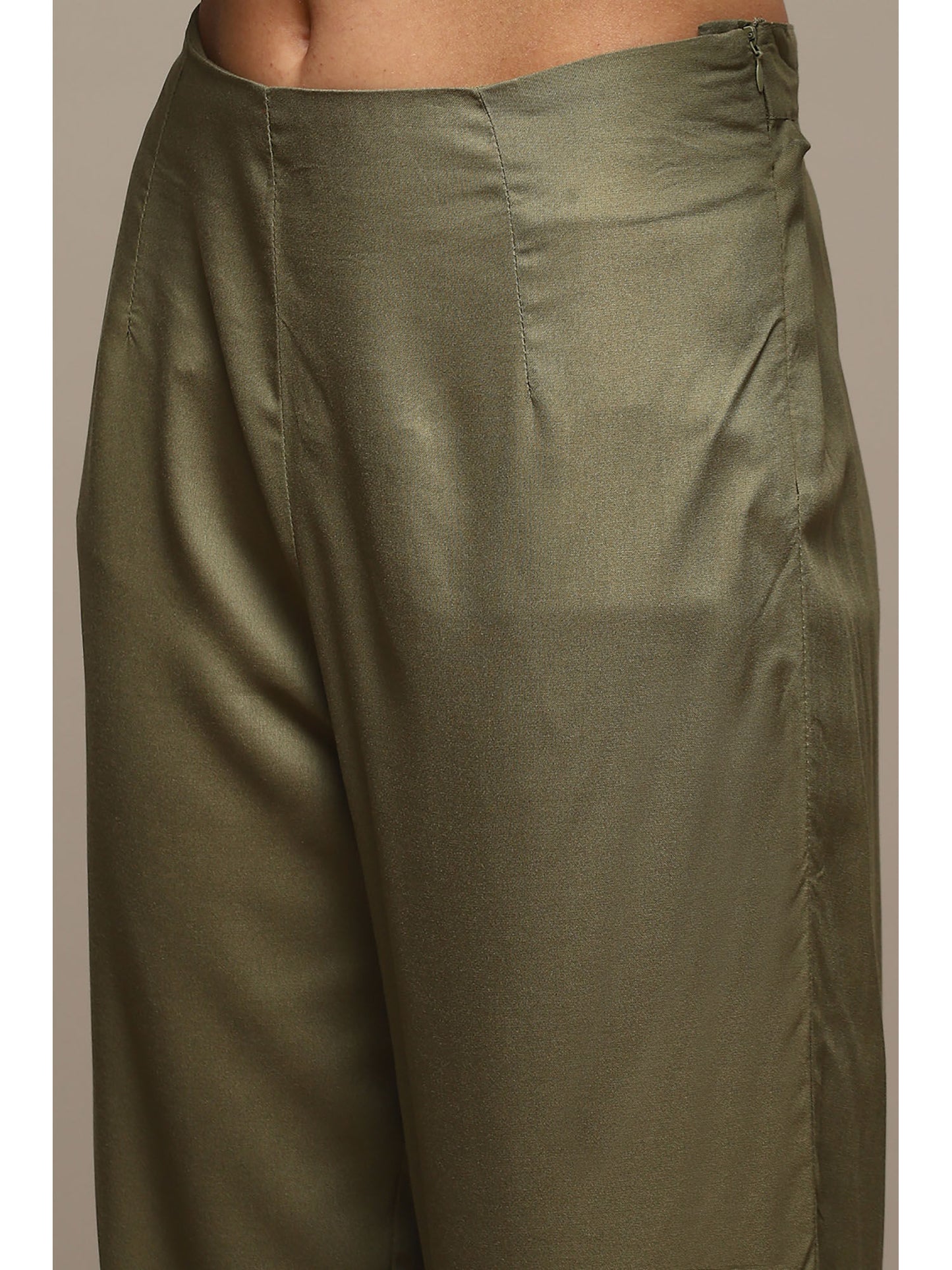 Womens Green Printed Viscose Straight Suit (Set of 3)