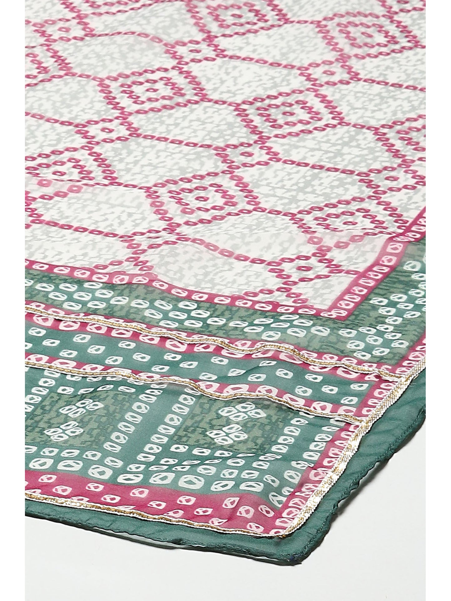 Womens Green Printed Viscose Straight Suit (Set of 3)