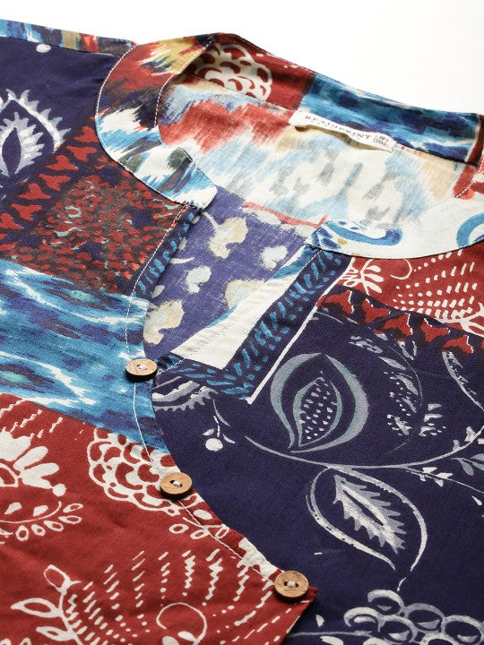 Printed Pure Cotton Tunic With Trousers