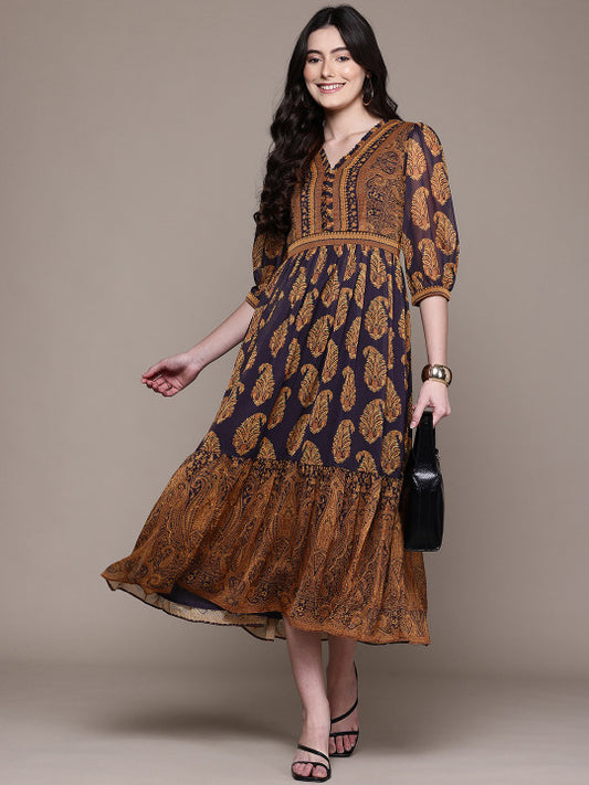 aarke Ritu Kumar Ethnic Motifs Printed A-Line Dress