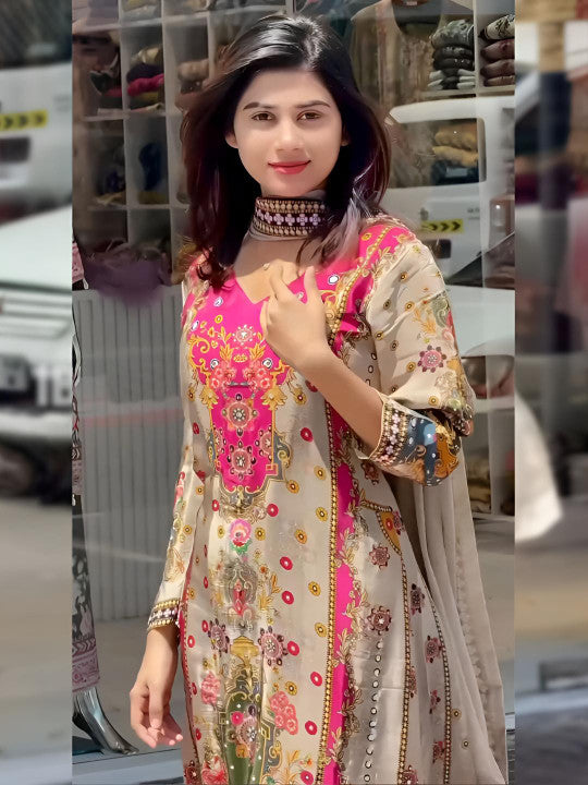 BAESD Women Ethnic Motifs Printed Kurta with Palazzos & Dupatta