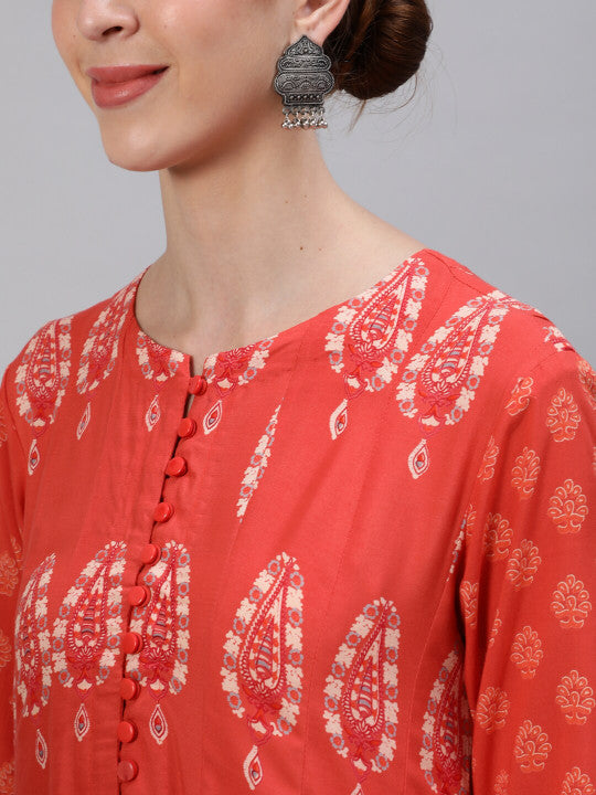 Ishin Women Ethnic Motifs Printed Cotton Anarkali  Kurta