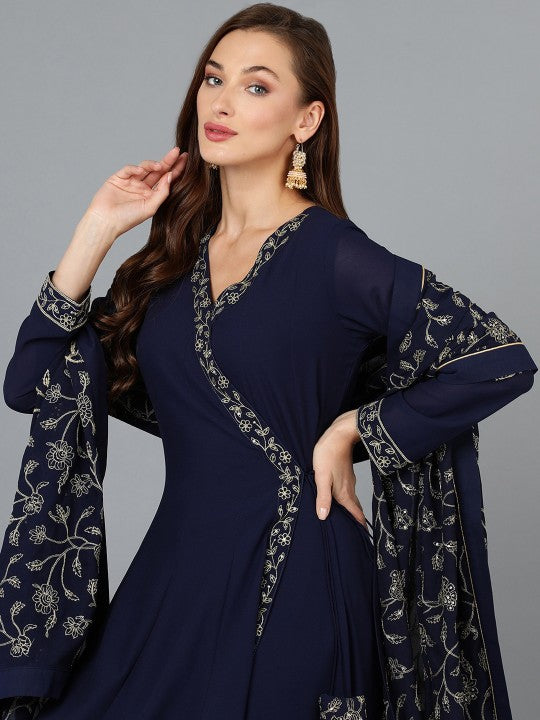 AHIKA Floral Embroidered Angrakha Kurta