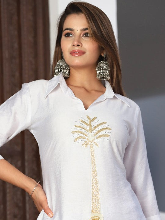 HIGHLIGHT FASHION EXPORT Self Design Tunic & Trousers