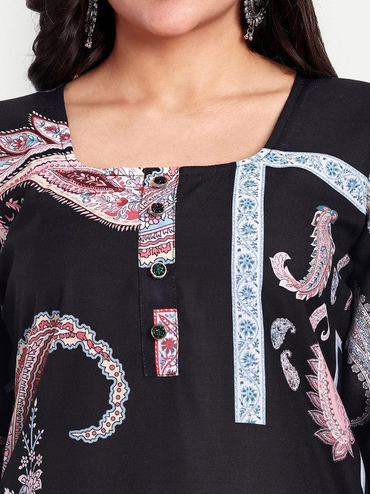 TILISM Paisley Printed Linen Cotton Ethnic Tunic With Trouser