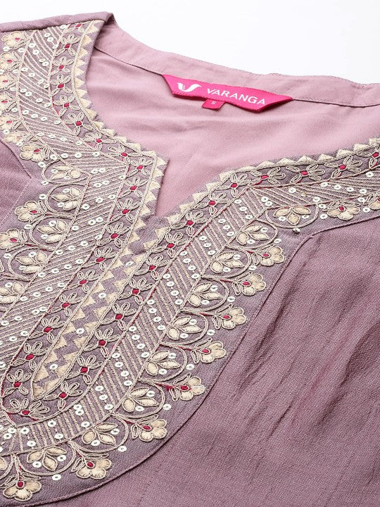 Varanga Ethnic Motifs Embroidered Zari Pleated Kurta