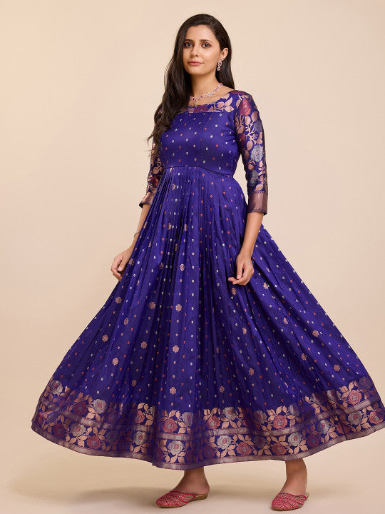 Tasarika Ethnic Motifs Woven Round Neck Maxi Dress