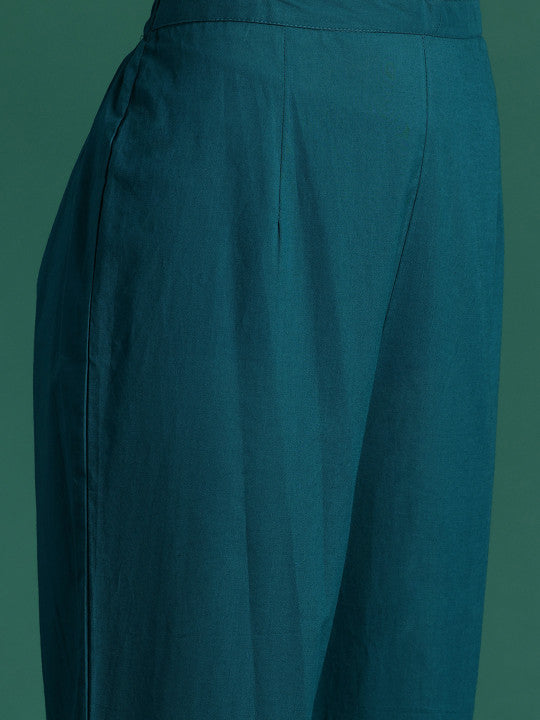 Indo Era Ethnic Motifs Printed Pure Cotton Kurta With Trousers & Dupatta
