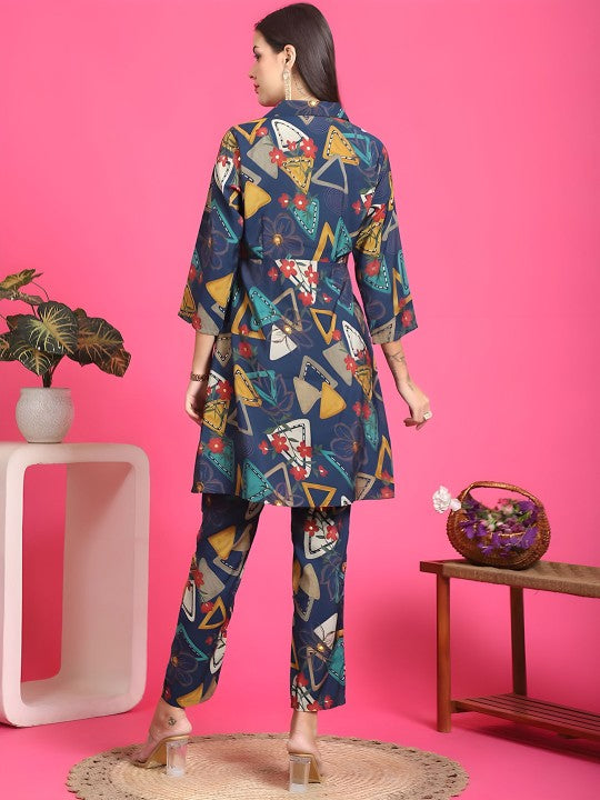 Printed Pure Cotton Shirt & Trousers Co-Ord