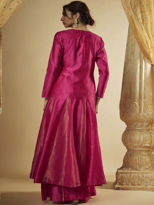 The Aarya Ethnic Motifs Embroidered Angrakha Zardozi A-Line Kurta