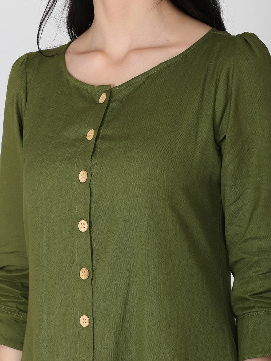 Abhishti Women Button Down A-Line Dress