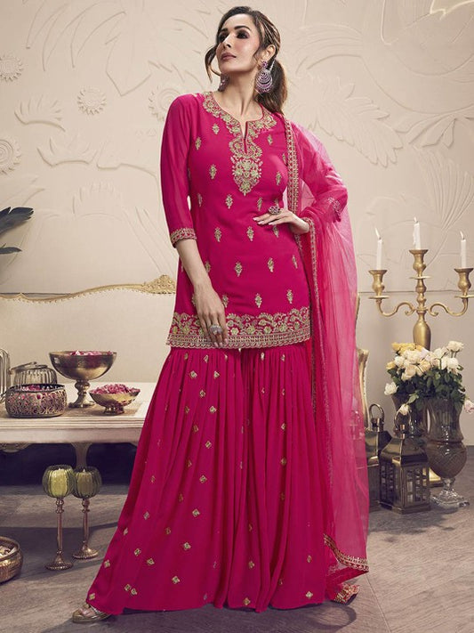 Inddus Women Floral Zari and Sequinned Embroidered Kurta