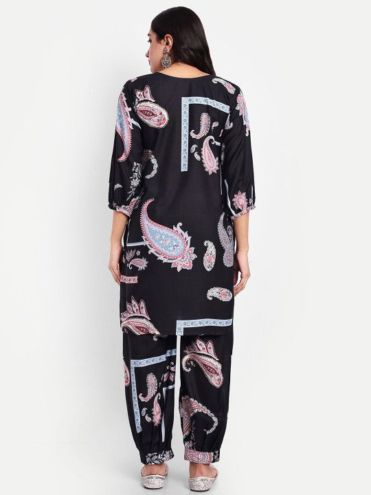TILISM Paisley Printed Linen Cotton Ethnic Tunic With Trouser
