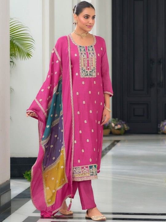 Indo Era Ethnic Motifs Embroidered Sequinned Round Neck Kurta