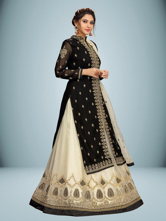 Trendmalls Women Floral Embroidered Regular Beads and Stones Kurta with Skirt & Dupatta