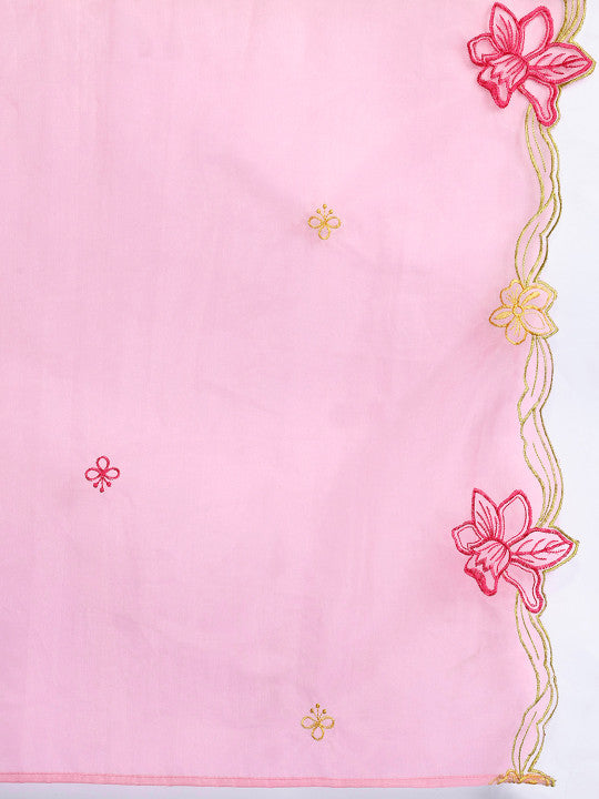 Indo Era Floral Embroidered Sequinned Kurta with Trousers & Dupatta