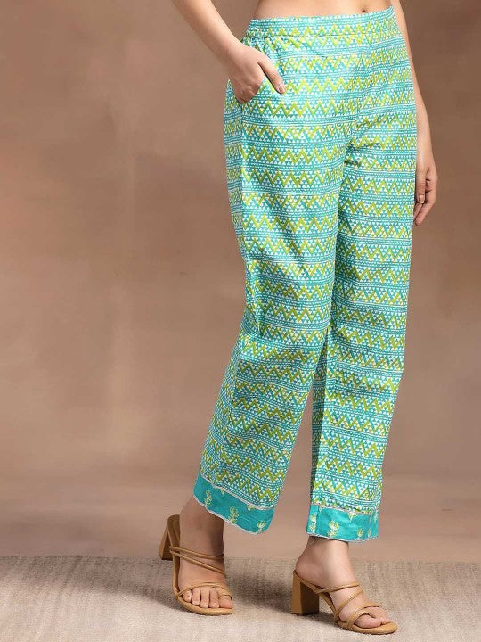 Floral Printed Regular Gotta Patti Pure Cotton Kurta with Trousers & With Dupatta