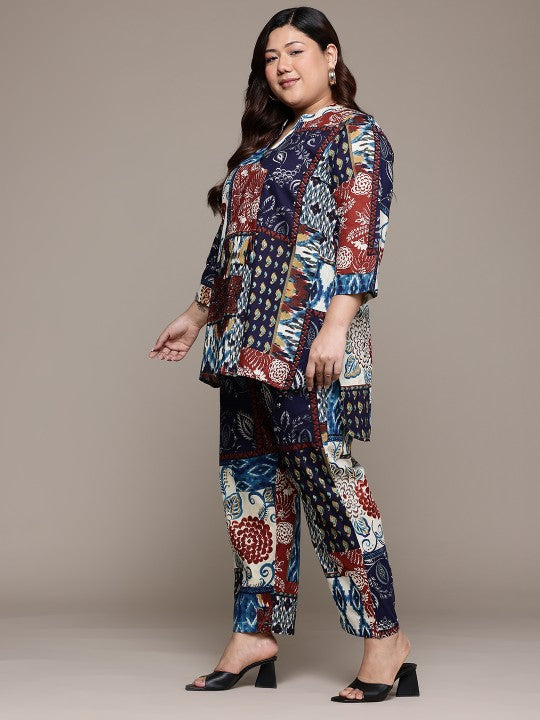 Printed Pure Cotton Tunic With Trousers