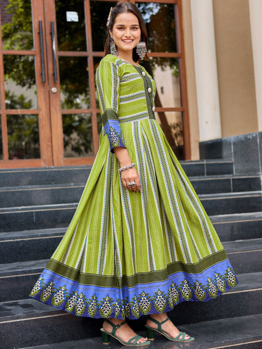 Printed Fit And Flare Ethnic Dresses